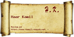 Haar Kamil névjegykártya